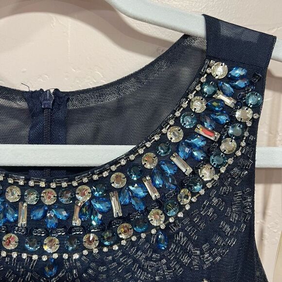 Crystal Dolls Beaded Navy Formal Dress - Picture 4 of 13